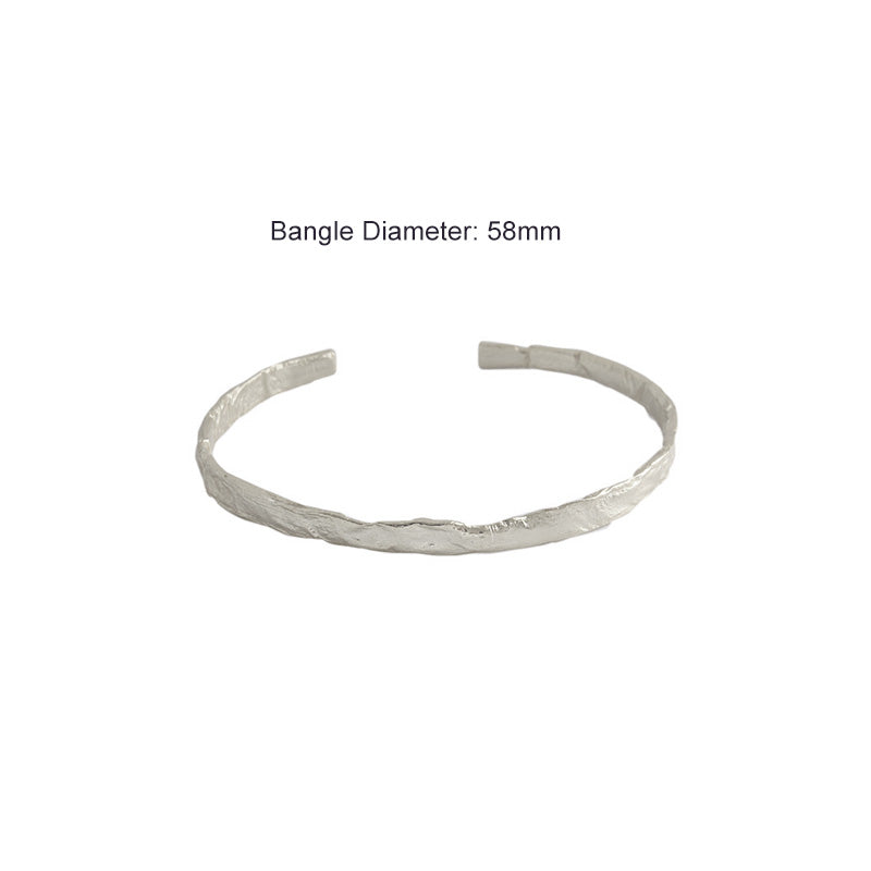 Convex 925 Sterling Silver Open Bangle