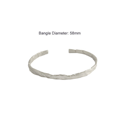 Convex 925 Sterling Silver Open Bangle