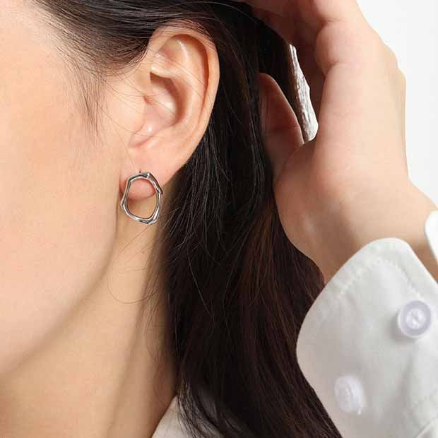 Nina - Irregular 925 Sterling Silver Stud Earrings