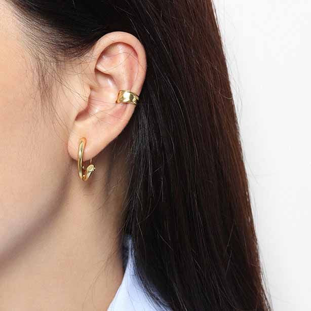 River Flow 925 Sterling Silver Ear Cuff Silver Non-Pierced Earcuff