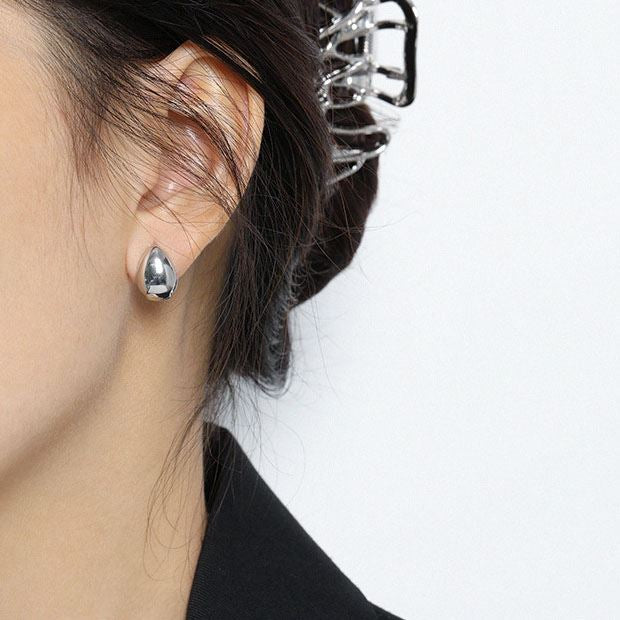 Lady Teardrop 925 Sterling Silver Hoop Earrings