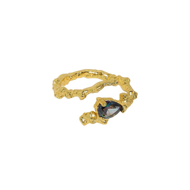 Maar Black Waterdrop Silver Ring