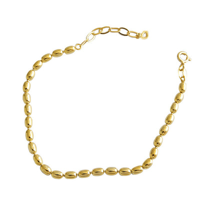 Olive bead chain silver bracelet