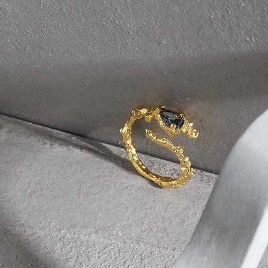 Maar Black Waterdrop Silver Ring