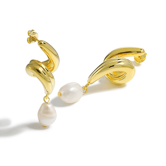 Delara Curl Knot — 999 Sterling Silver Pearl Earrings