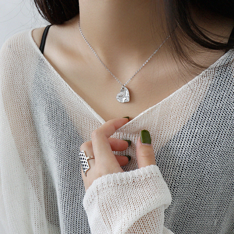 Raw Amour Sterling 925 Silver Irregular Heart Necklace