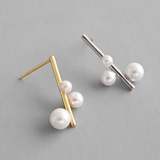 Lumea Pearl Bar Sterling Silver Earrings