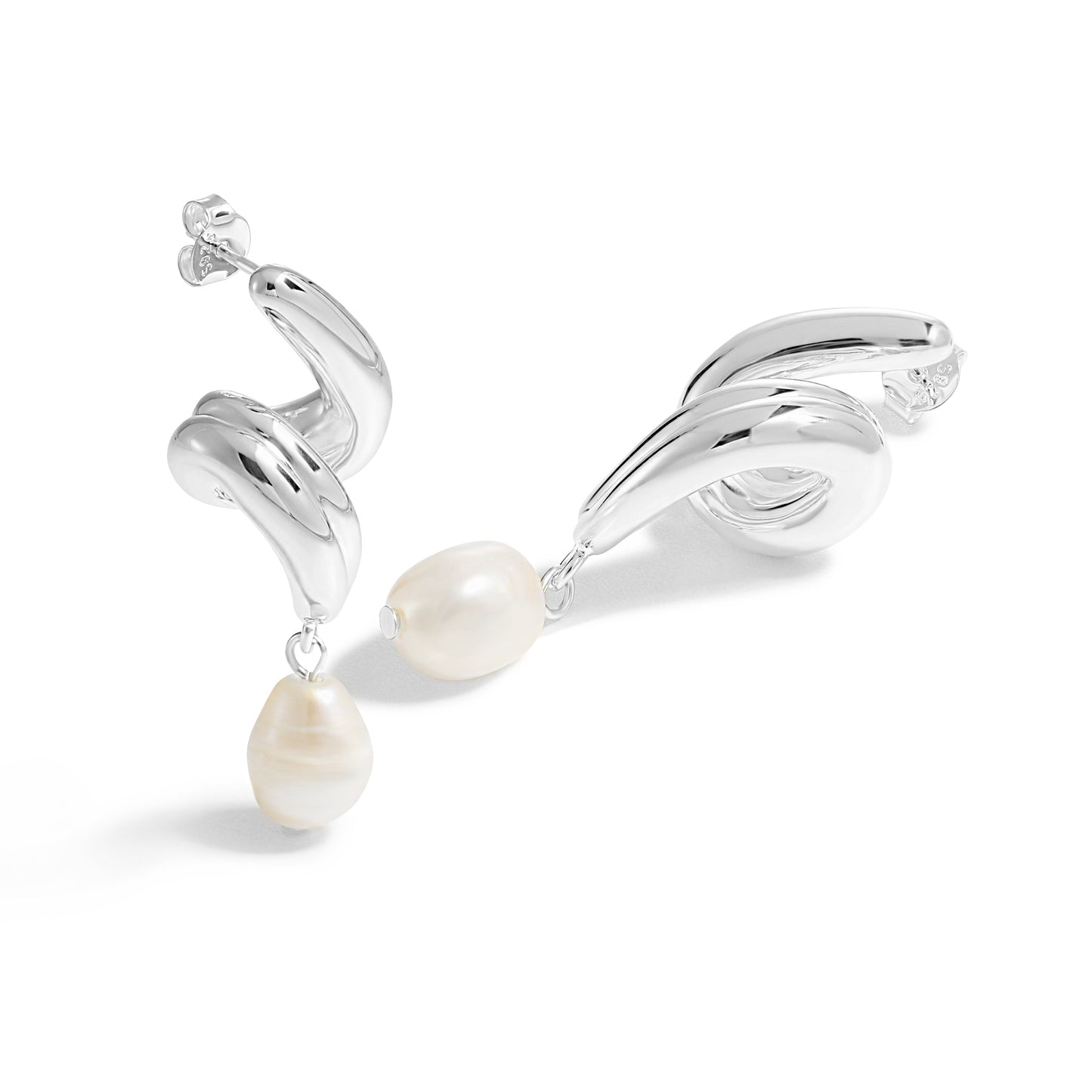 Delara Curl Knot — 999 Sterling Silver Pearl Earrings